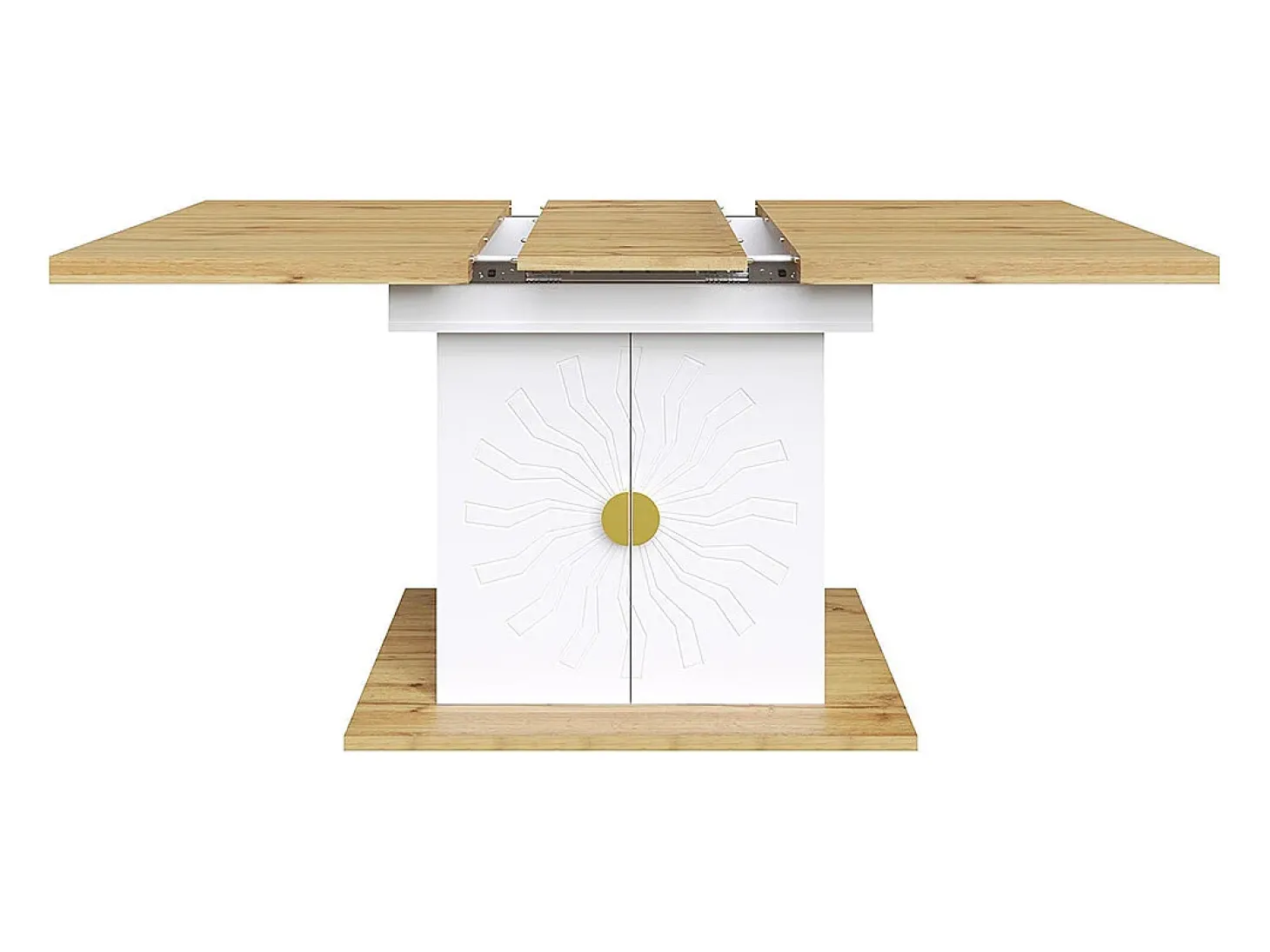 Mesa extensible para el comedor, la cocina y el salón, 110 (140) x 70 x 76 cm, chapa de madera con relieve, blanco