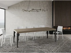 Mesa extensible Paxon Premium 120/380x90 cm en gris tórtola con patas antracita