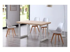 Mesa extensible Roma Roble nordish patas blancas 77 cm(alto)140-180-220 cm(ancho)80 cm(lar
