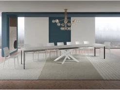 Mesa extensible Volantis Cashmere 180/440x90 cm con patas blancas