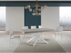 Mesa extensible Volantis Cashmere 180/440x90 cm con patas blancas