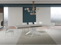Mesa extensible Volantis cachemir 200/460x90 cm con patas blancas