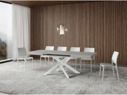 Mesa extensible Volantis Cashmere 120/224x90 cm con patas blancas