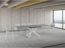 Mesa extensible Volantis Cashmere 160/420x90 cm con patas blancas