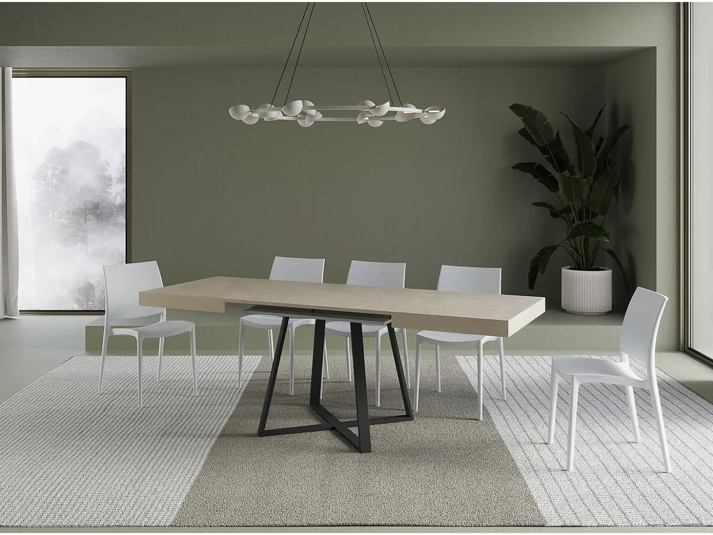 Mesa extensible 120/204x80 cm Abbraccio cachemira patas antracita