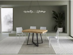 Mesa extensible 120/204x80 cm Abbraccio efecto madera roble natural patas antracita