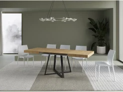 Mesa extensible 120/224x90 cm Abbraccio efecto madera roble natural patas antracita