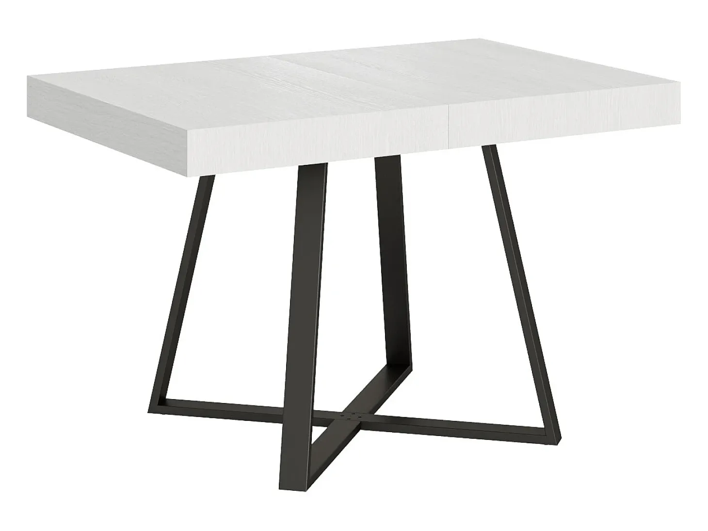Mesa extensible 120/204x80 cm Abbraccio efecto madera fresno blanco patas antracita