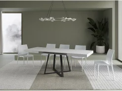 Mesa extensible 120/224x90 cm Abbraccio efecto madera fresno blanco patas antracita