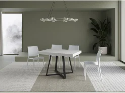 Mesa extensible 120/224x90 cm Abbraccio efecto madera fresno blanco patas antracita