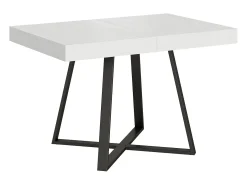 Mesa extensible 120/224x90 cm Abbraccio efecto madera fresno blanco patas antracita
