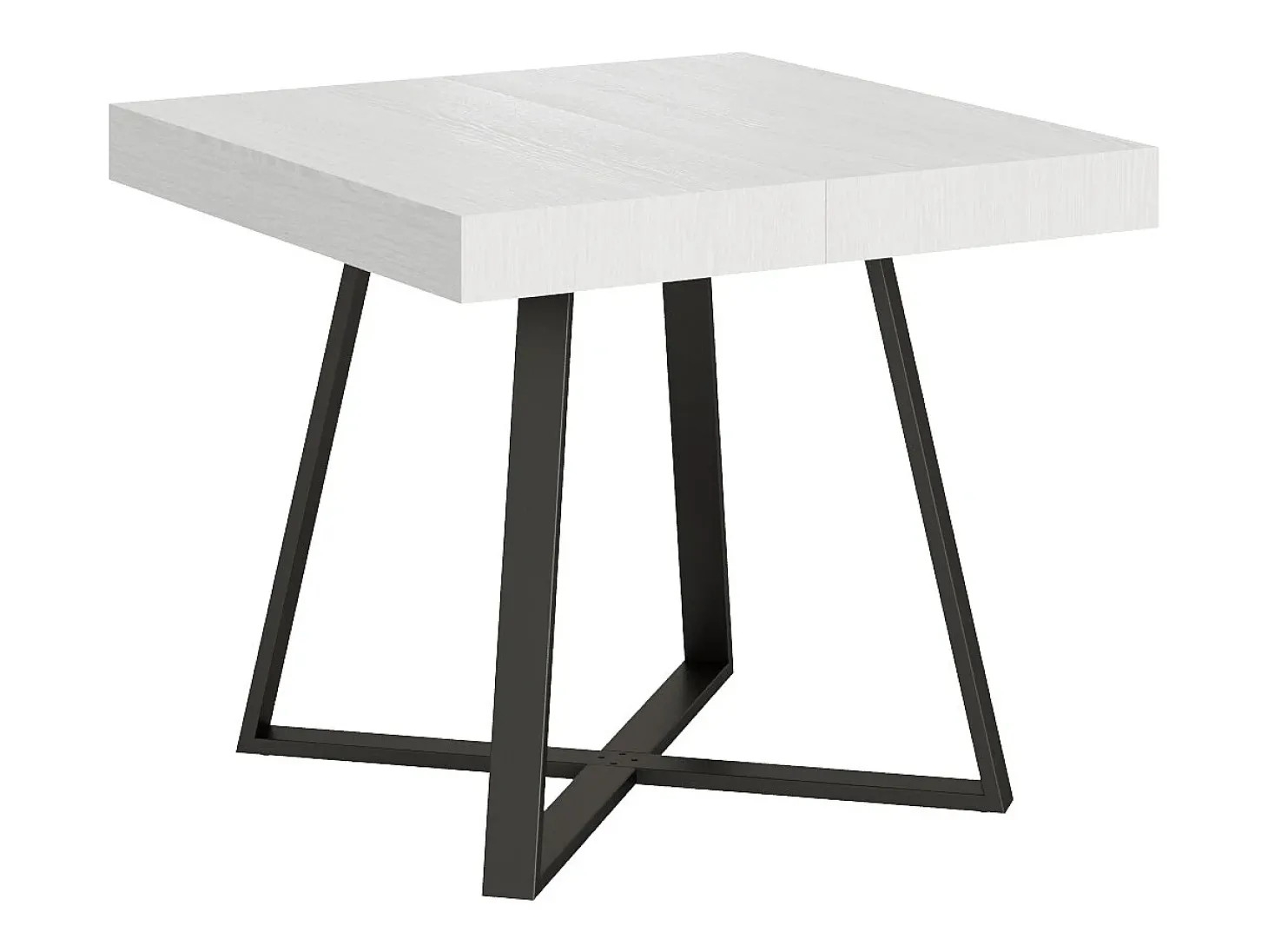 Mesa extensible 90/194x90 cm Abbraccio efecto madera fresno blanco patas antracita