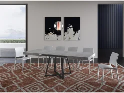Mesa extensible 130/390x90 cm Abbraccio efecto cemento patas antracita