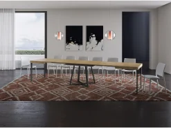 Mesa extensible 130/390x90 cm Abbraccio efecto madera roble natural patas antracita