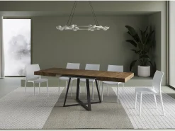 Mesa extensible 120/204x80 cm Abbraccio efecto madera nogal patas antracita