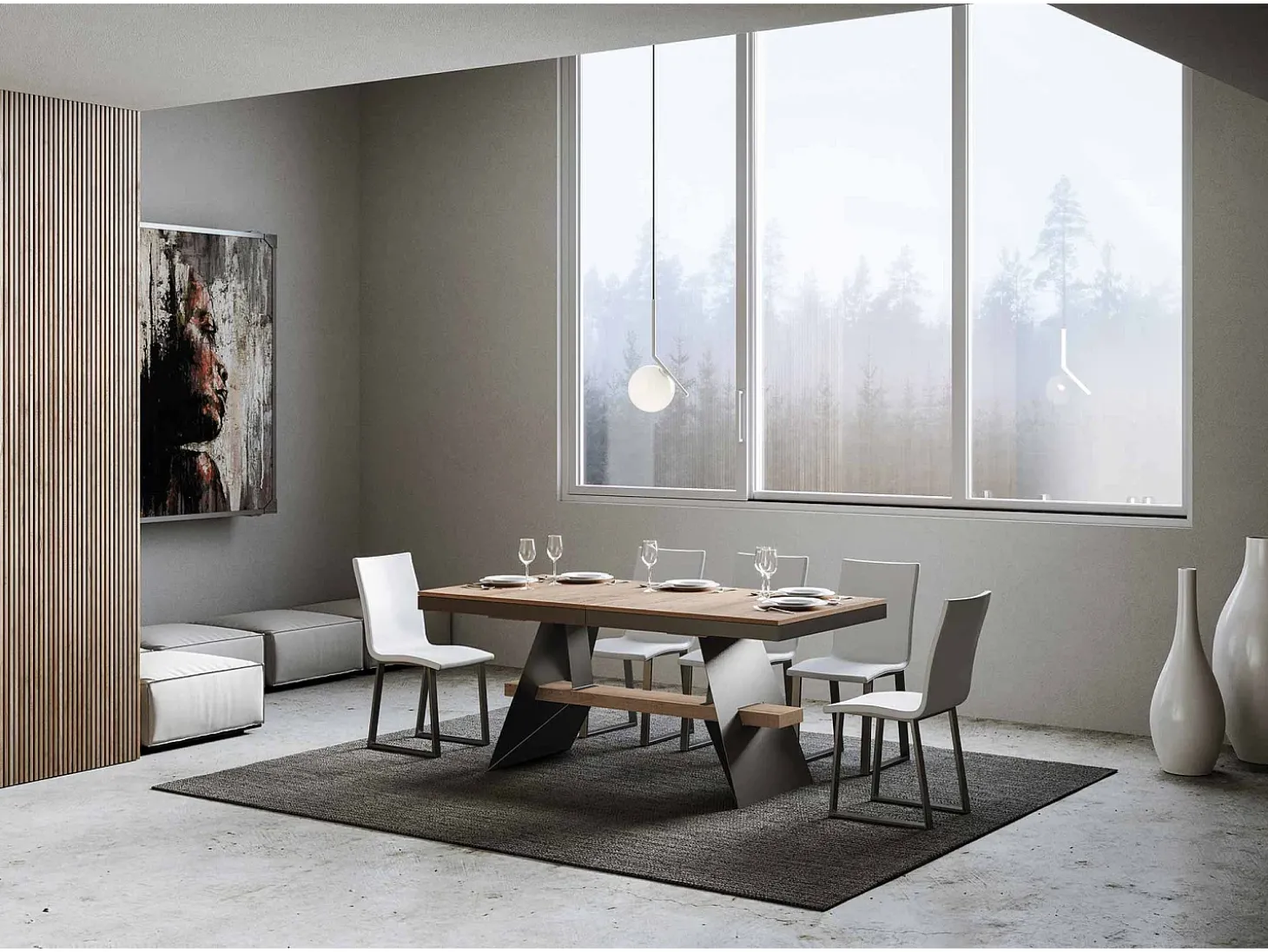 Mesa extensible 90x160/264 cm Baita Evolution Roble Natural estructura Antracita