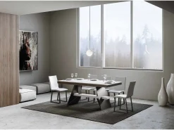 Mesa extensible 90x160/264 cm Baita Evolution Fresno Blanco estructura Antracita