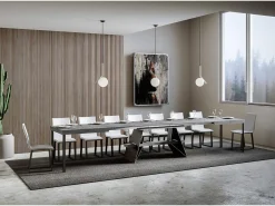 Mesa extensible 90x160/420 cm Baita Cemento estructura Antracita