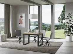 Mesa extensible 90x120/180 cm Bandos Roble Natural estructura Antracita