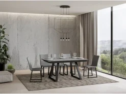 Mesa extensible 90x160/220 cm Bernadette Cemento estructura Antracita