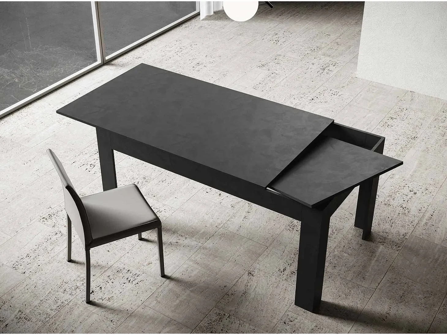 Mesa extensible 90x160/220 cm Bibi Antracita Espatulado