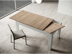 Mesa extensible 90x120/180 cm Bibi Mix tapa Roble Natural patas Fresno Blanco