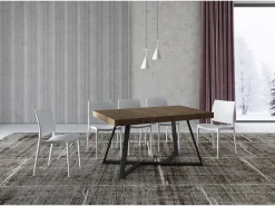 Mesa extensible 140/244x90 cm Booster nogal patas antracita
