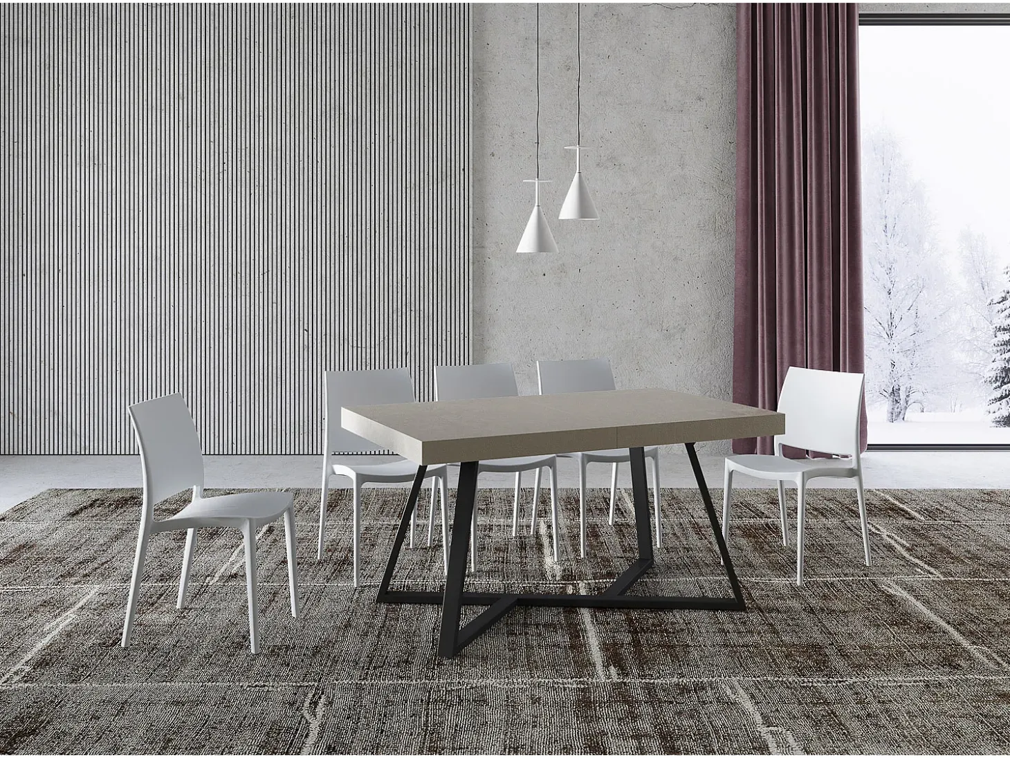 Mesa extensible 160/420X90 cm Booster cachemira patas antracita