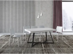 Mesa extensible 160/420X90 cm Booster fresno blanco patas antracita