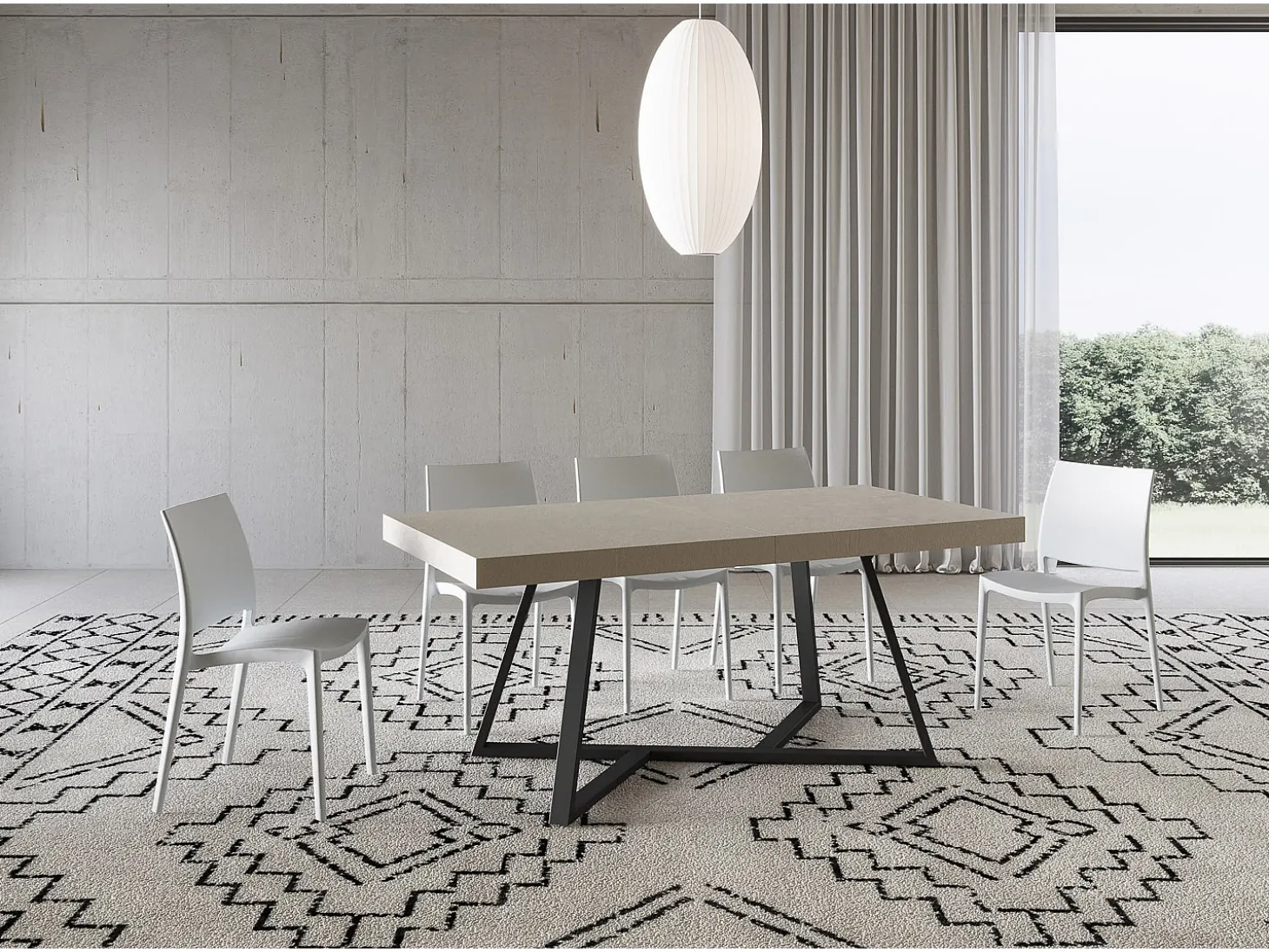 Mesa extensible 180/284x90 cm Booster cachemira patas antracita
