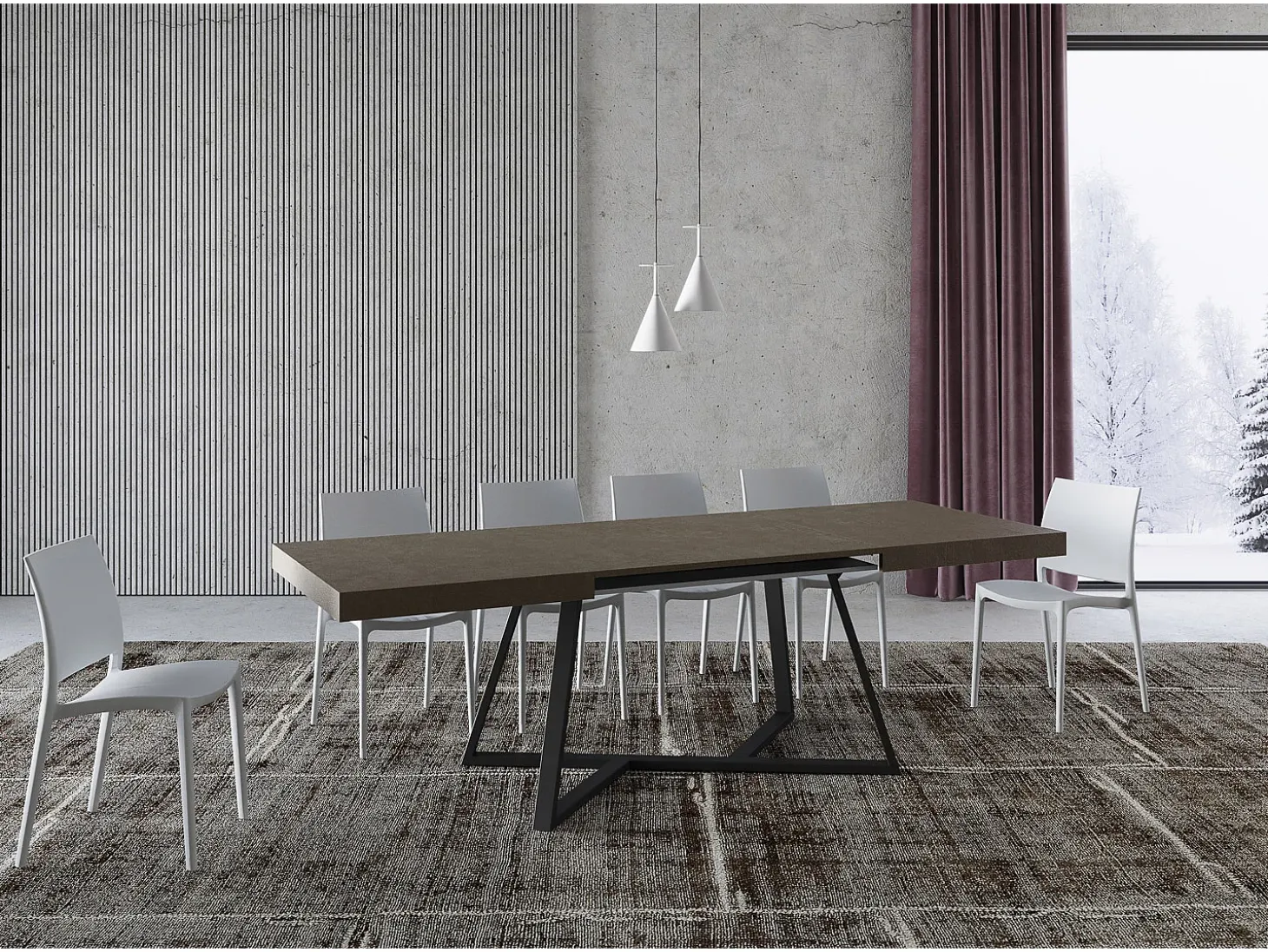 Mesa extensible 160/264x90 cm Booster gris paloma patas antracita