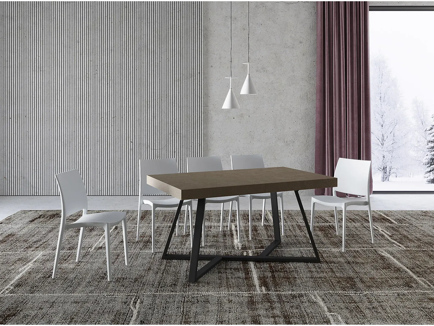 Mesa extensible 160/264x90 cm Booster gris paloma patas antracita