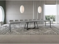 Mesa extensible 200/460x90 cm Booster efecto cemento patas antracita