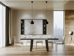 Mesa extensible 90x180/440 cm Bridge Evolution Fresno Blanco estructura Antracita