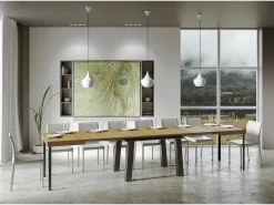 Mesa extensible 90x180/440 cm Bridge Roble Natural estructura Antracita