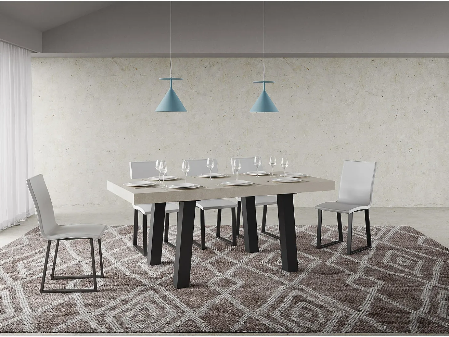 Mesa extensible 90x180/440 cm Bridge Cachemira estructura Antracita