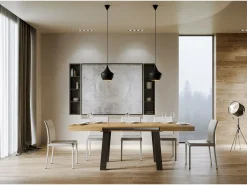 Mesa extensible 90x160/420 cm Bridge Roble Natural estructura Antracita