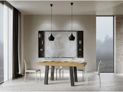 Mesa extensible 90x160/264 cm Bridge Roble Natural estructura Antracita