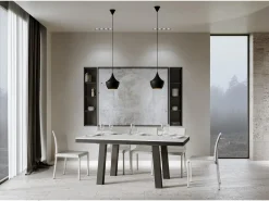 Mesa extensible 90x160/420 cm Bridge Evolution Fresno Blanco estructura Antracita