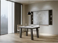 Mesa extensible 90x120/380 cm Bridge Evolution Fresno Blanco estructura Antracita