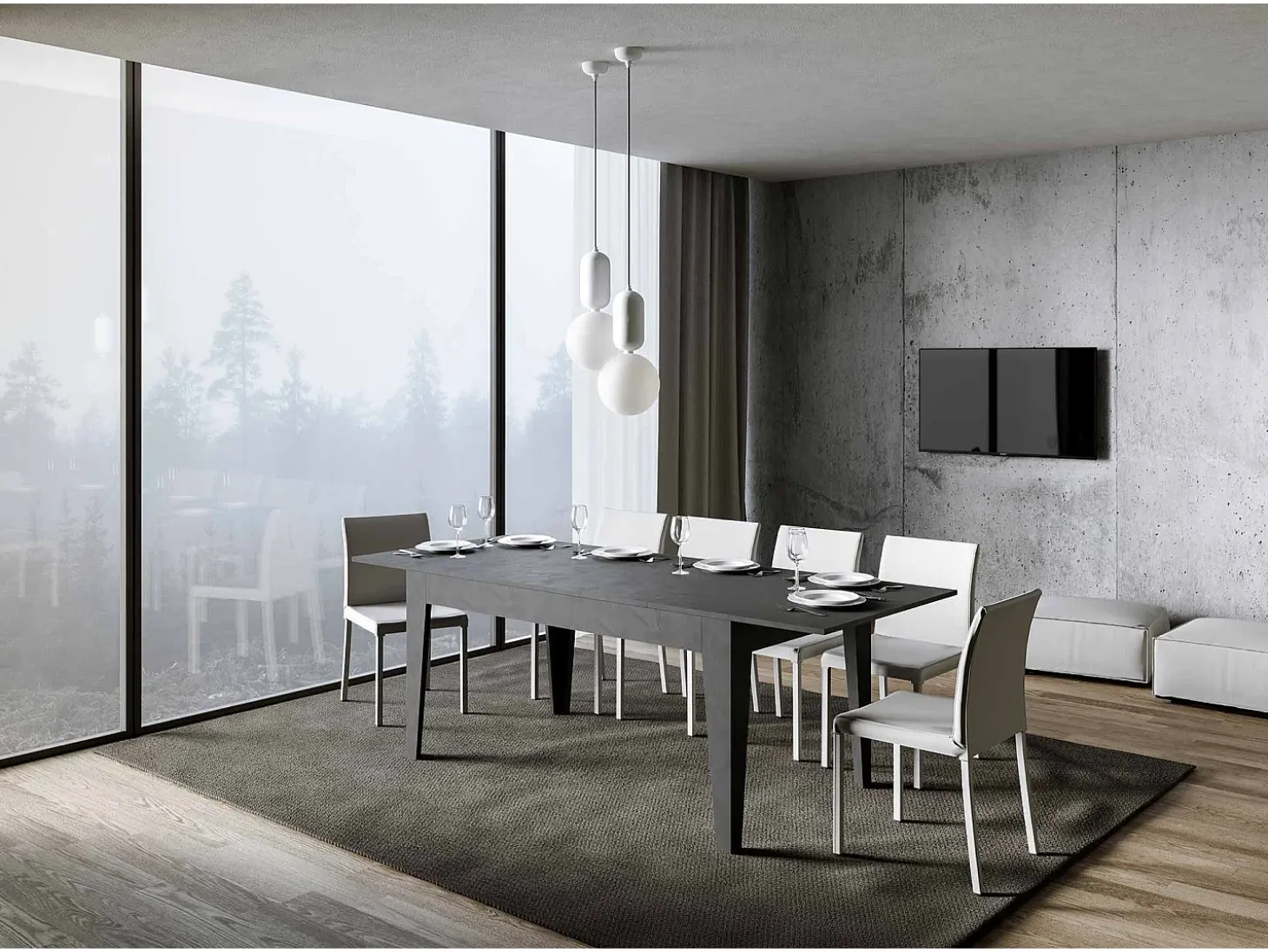 Mesa extensible 90x160/220 cm Cico Antracita Espatulado