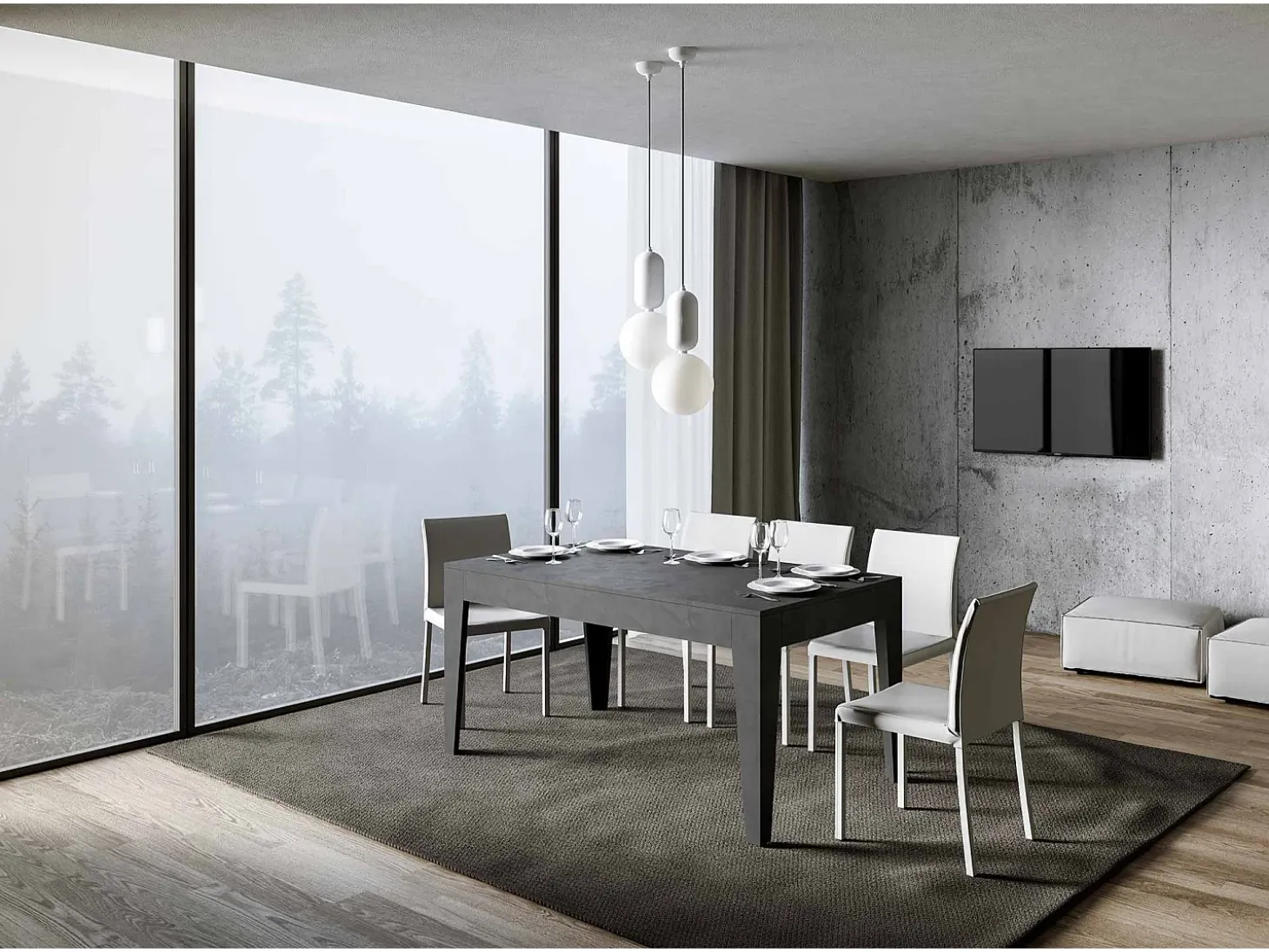 Mesa extensible 90x160/220 cm Cico Antracita Espatulado