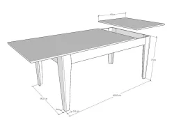 Mesa extensible 90x160/220 cm Cico Mix tapa Fresno Blanco patas Roble Natural