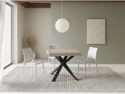 Mesa extensible 90/194x90 cm Clerk cachemira patas antracita