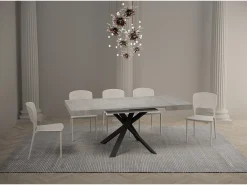 Mesa extensible 90/194x90 cm Clerk cemento patas antracita