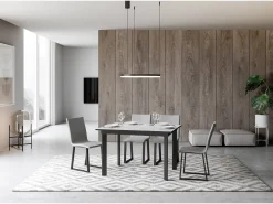 Mesa extensible 90x120/180 cm Cumar Fresno Blanco estructura Antracita