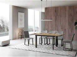 Mesa extensible 90x120/180 cm Cumar Roble Natural estructura Antracita