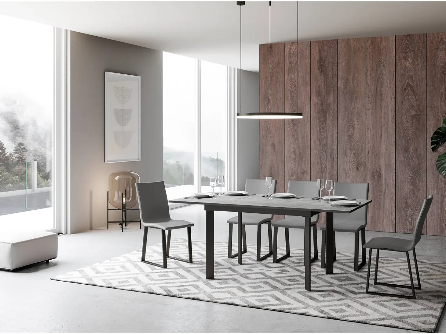 Mesa extensible 90x120/180 cm Cumar Cemento estructura Antracita
