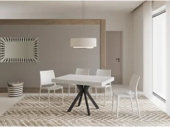 Mesa extensible 120/224x90 cm Dolcezza efecto madera fresno blanco patas antracita
