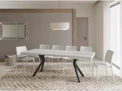 Mesa extensible 120/224x90 cm Dolcezza efecto madera fresno blanco patas antracita